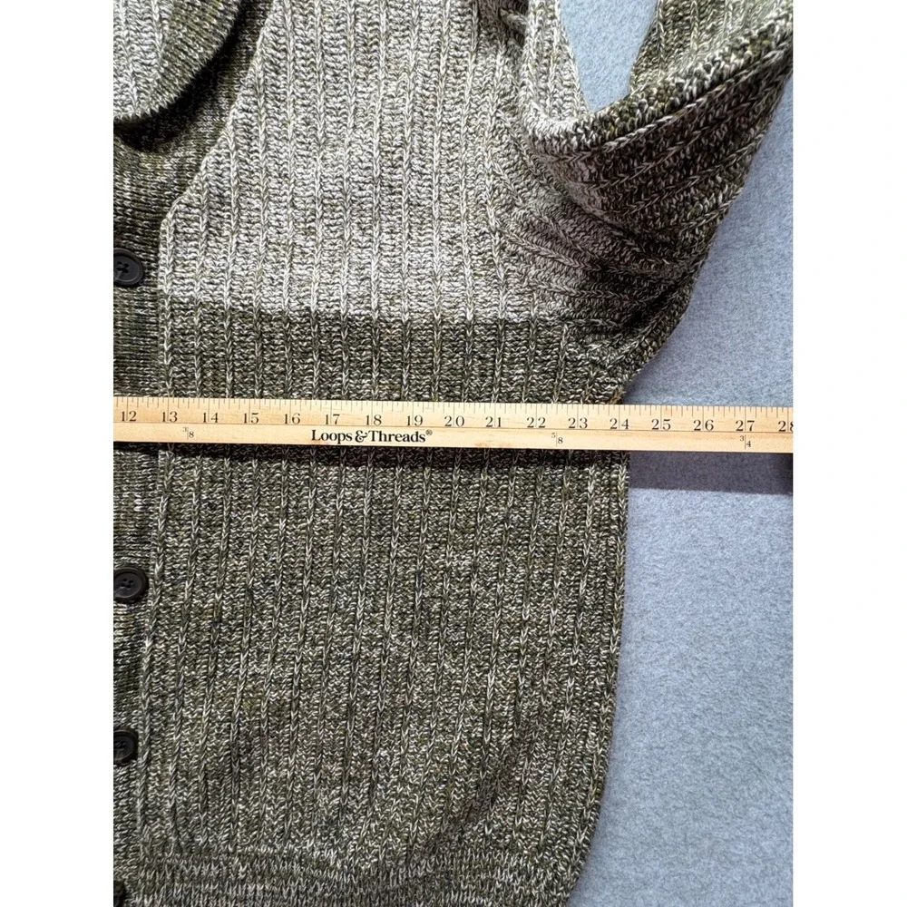 Goodfellow & Co Mens XL Shawl Collar Cardigan Sweater Green Beige Knit